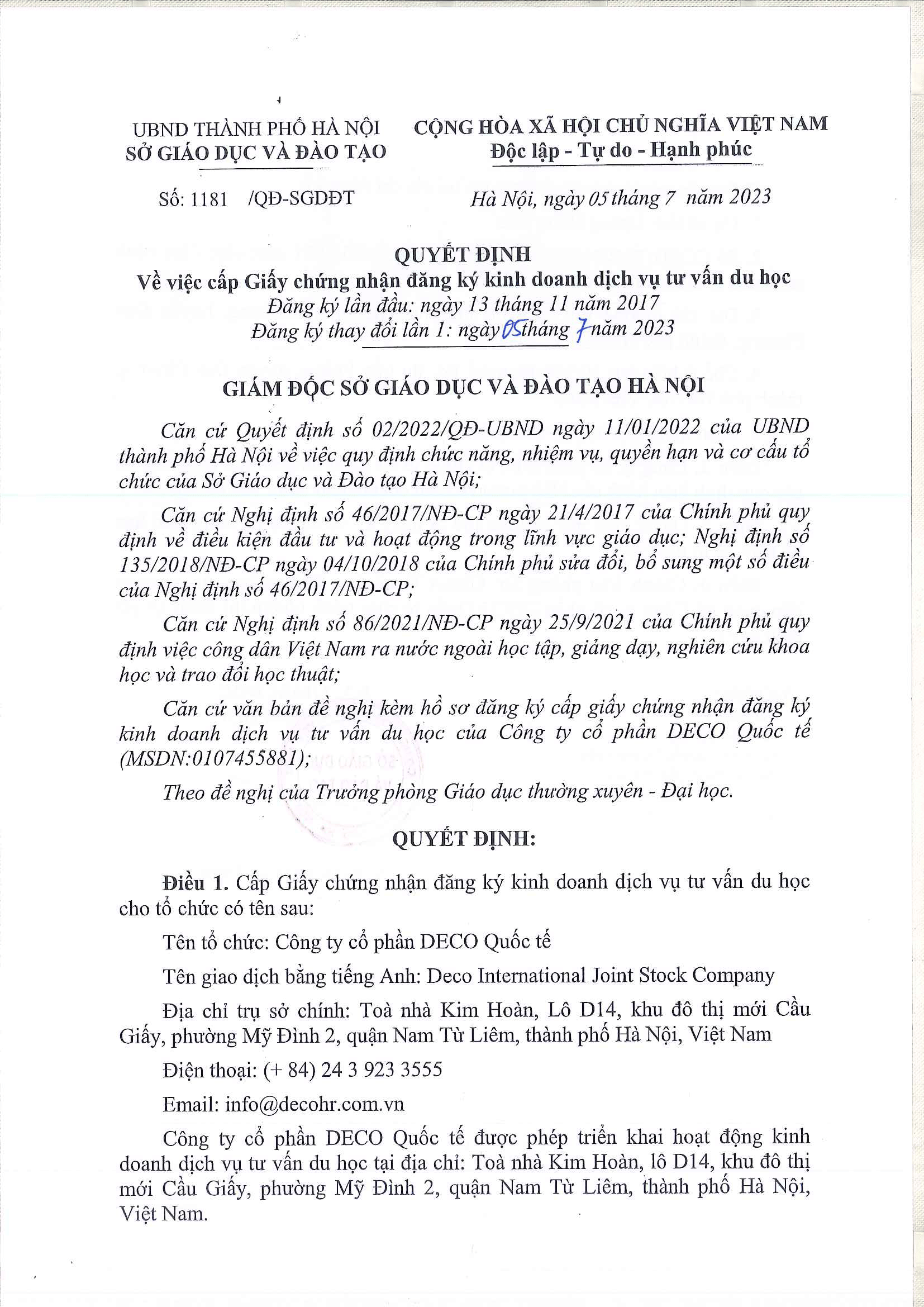 GIẤY PHÉP DU HỌC