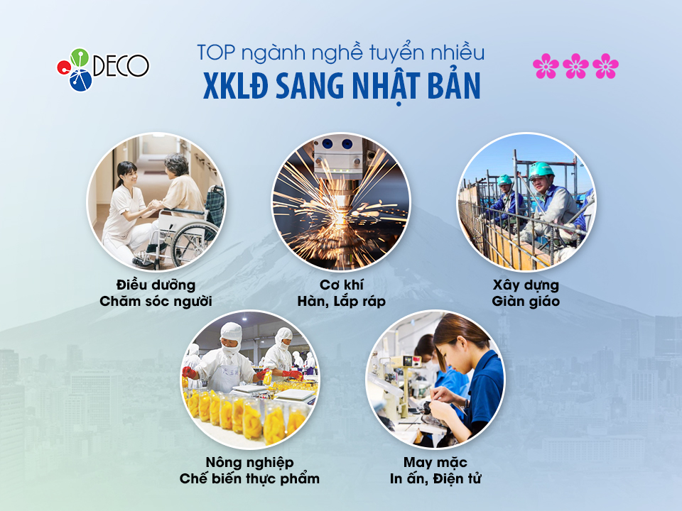 Top ngành tuyển nhiều lao động xuất khẩu lao động Nhật Bản