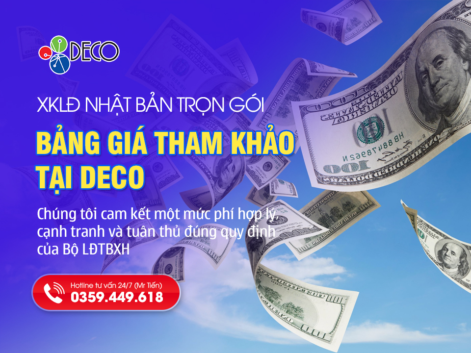 Chi phí XKLĐ Nhật Bản 2026 trọn gói: Bảng giá tham khảo tại DECO