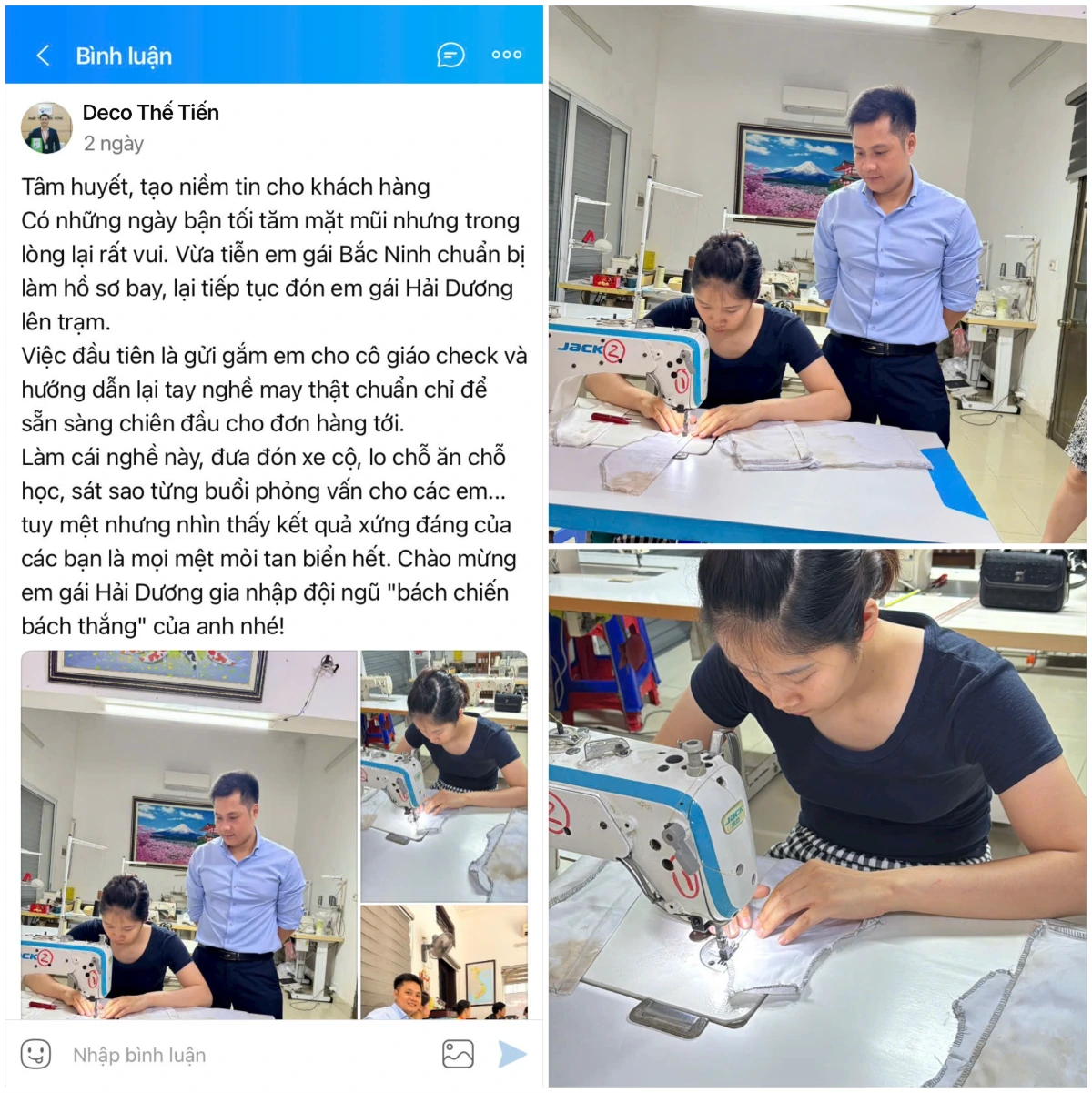 Hỗ trợ em Hồng ở Hải Dương đăng ký đơn hàng may Nhật Bản