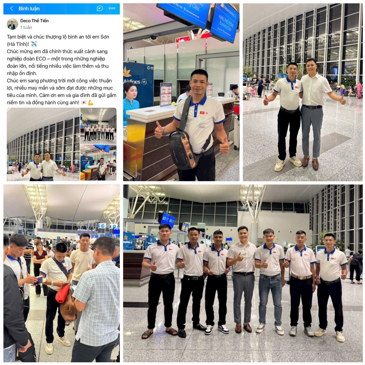 Chúc mừng em Sơn ở Hà Tĩnh chính thức xuất cảnh sang nghiệp đoàn ECO