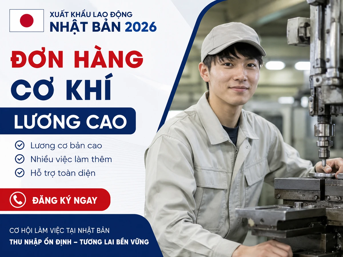 Đơn hàng cơ khí Nhật Bản lương cao 2026