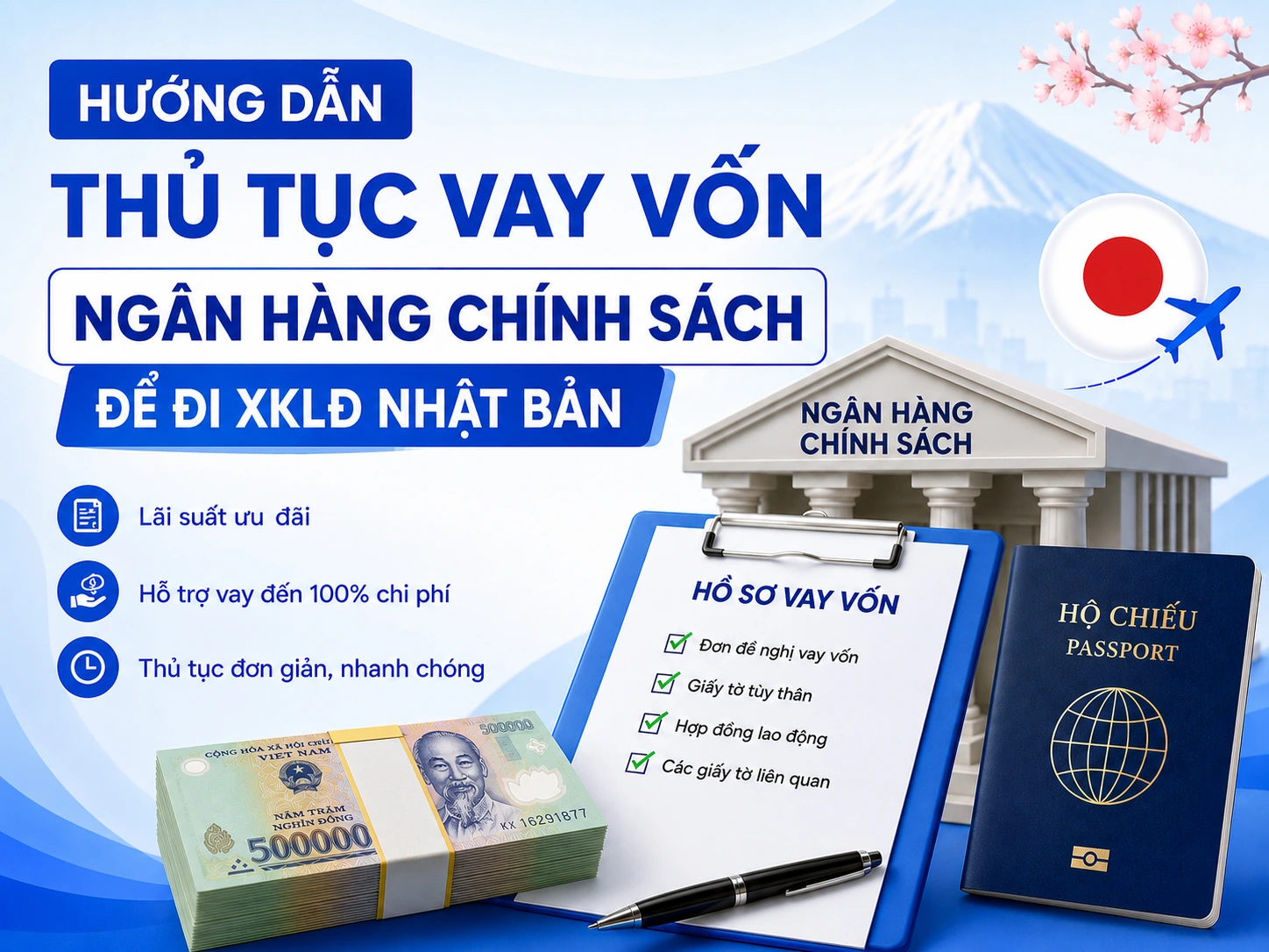 Hướng dẫn thủ tục vay vốn ngân hàng chính sách để đi xklđ Nhật Bản