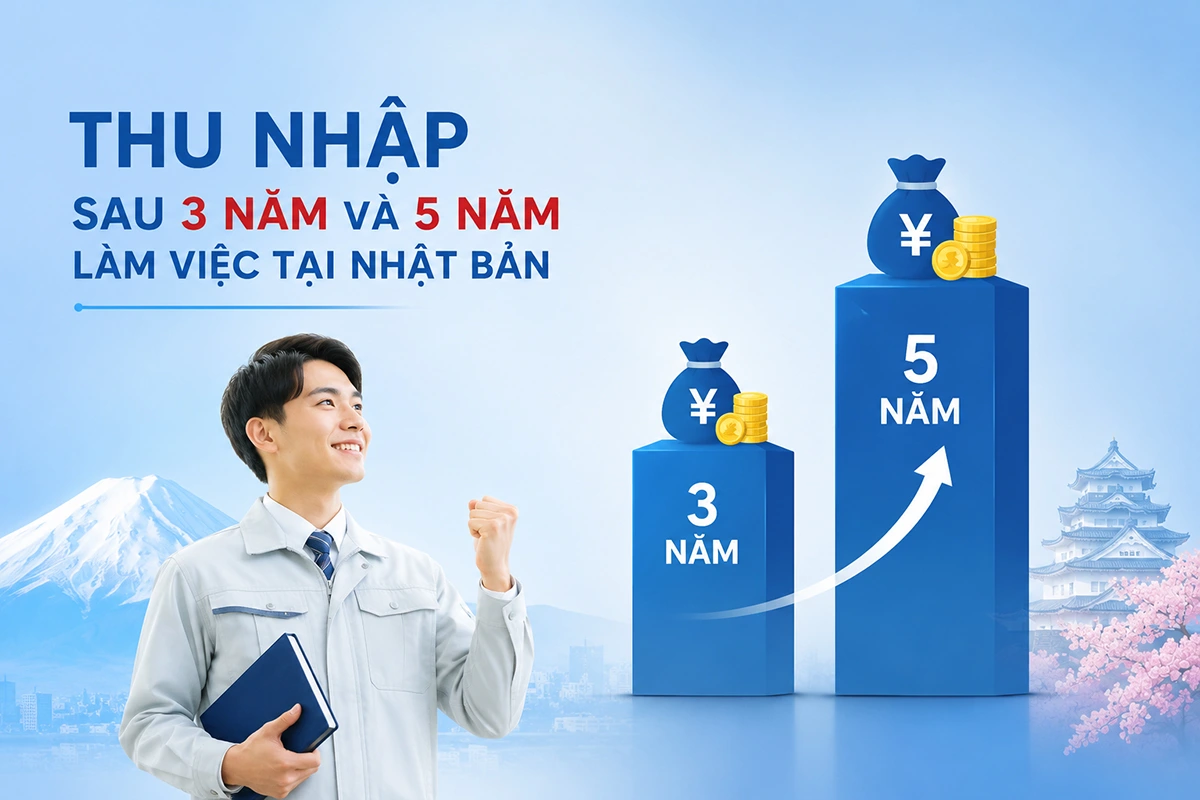 Thu nhập sau 3 năm và 5 năm làm việc tại Nhật Bản