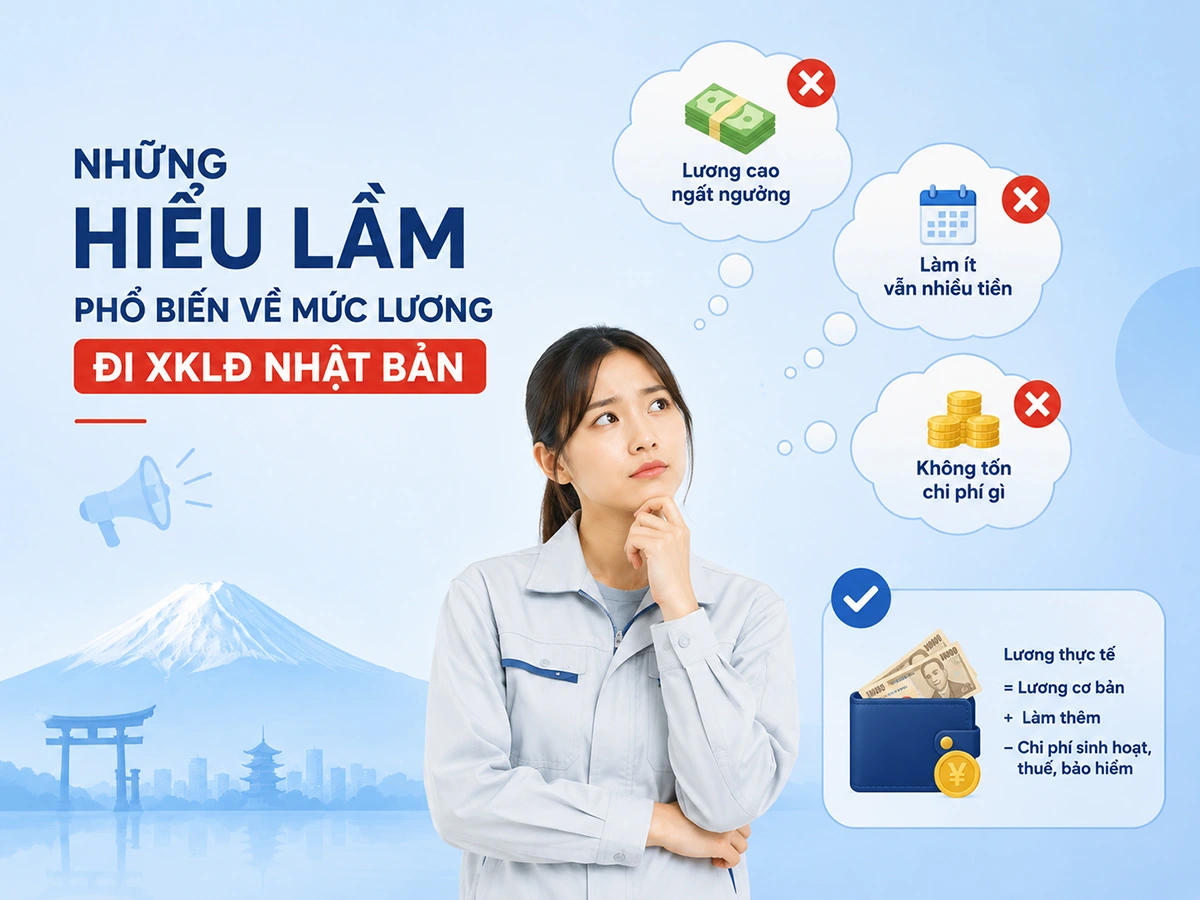 Những hiểu lầm phổ biến về mức lương đi XKLĐ Nhật Bản