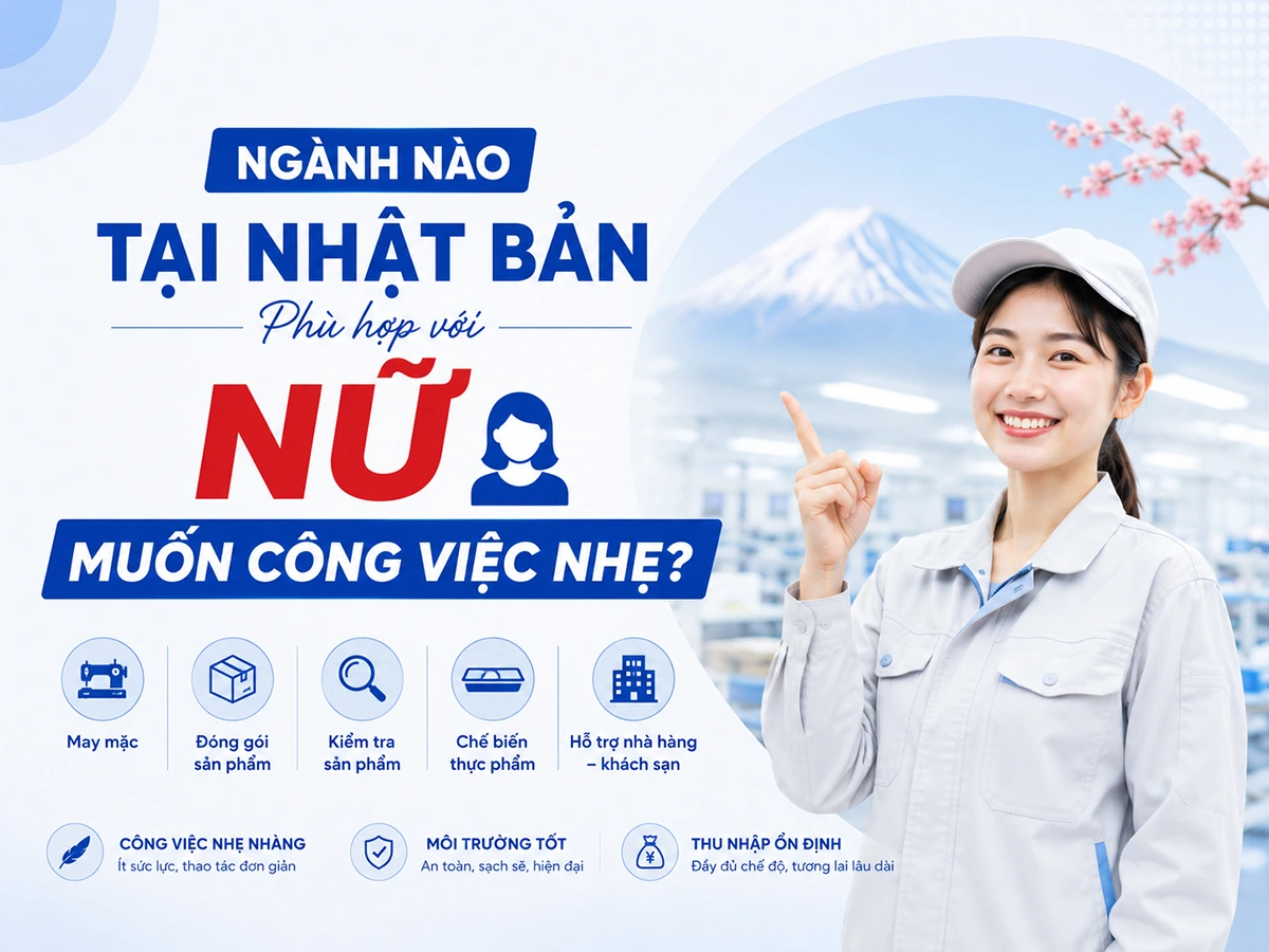 Ngành nào tại Nhật Bản phù hợp với nữ muốn công việc nhẹ?