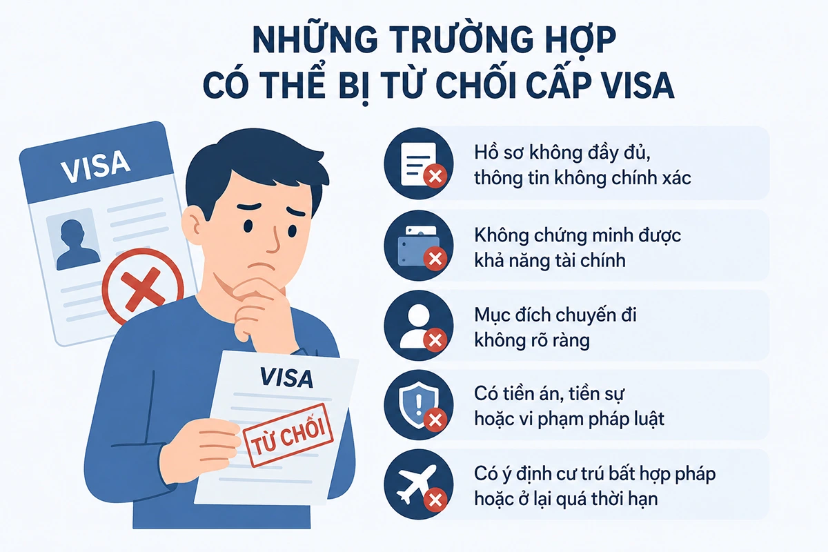 Những trường hợp có thể bị từ chối cấp visa