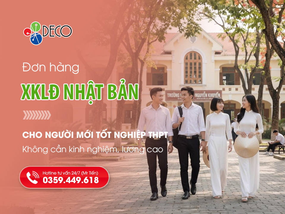 Đơn hàng đi Nhật cho người mới tốt nghiệp THPT: Không cần kinh nghiệm, Lương 35Tr | XKLĐ DECO