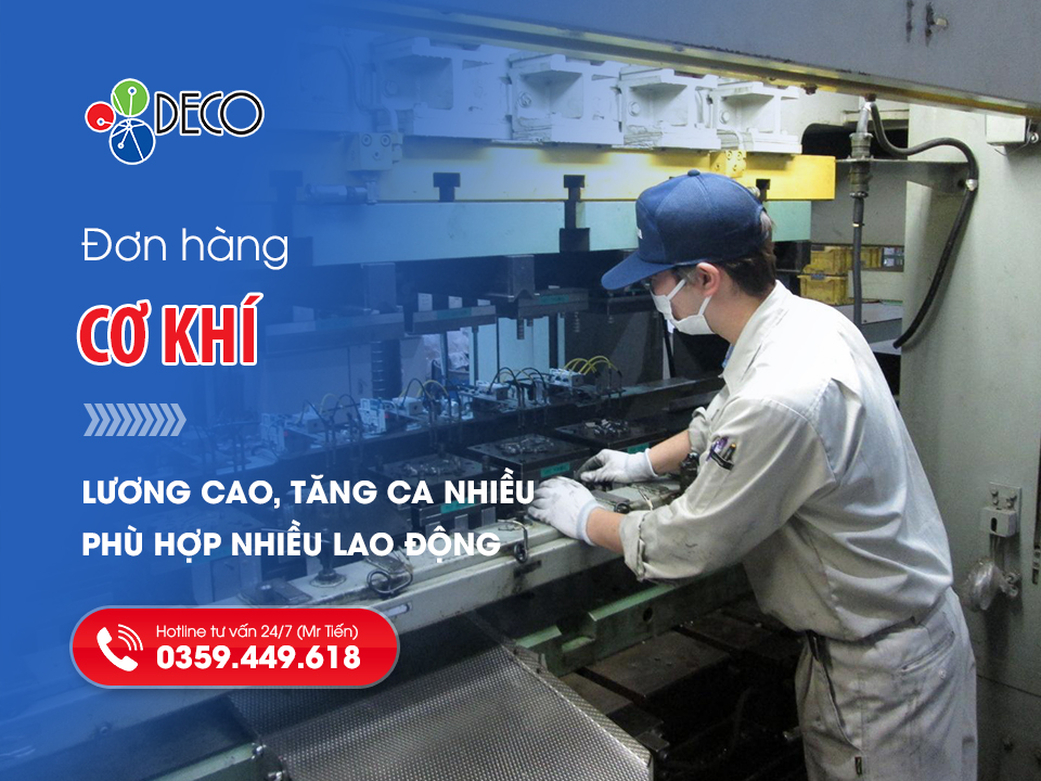 Đơn hàng cơ khí Nhật Bản – Lương cao, việc nhẹ, tuyển gấp