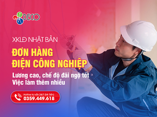 Đơn hàng điện công nghiệp Nhật Bản: Lương cao, chế độ đãi ngộ tốt